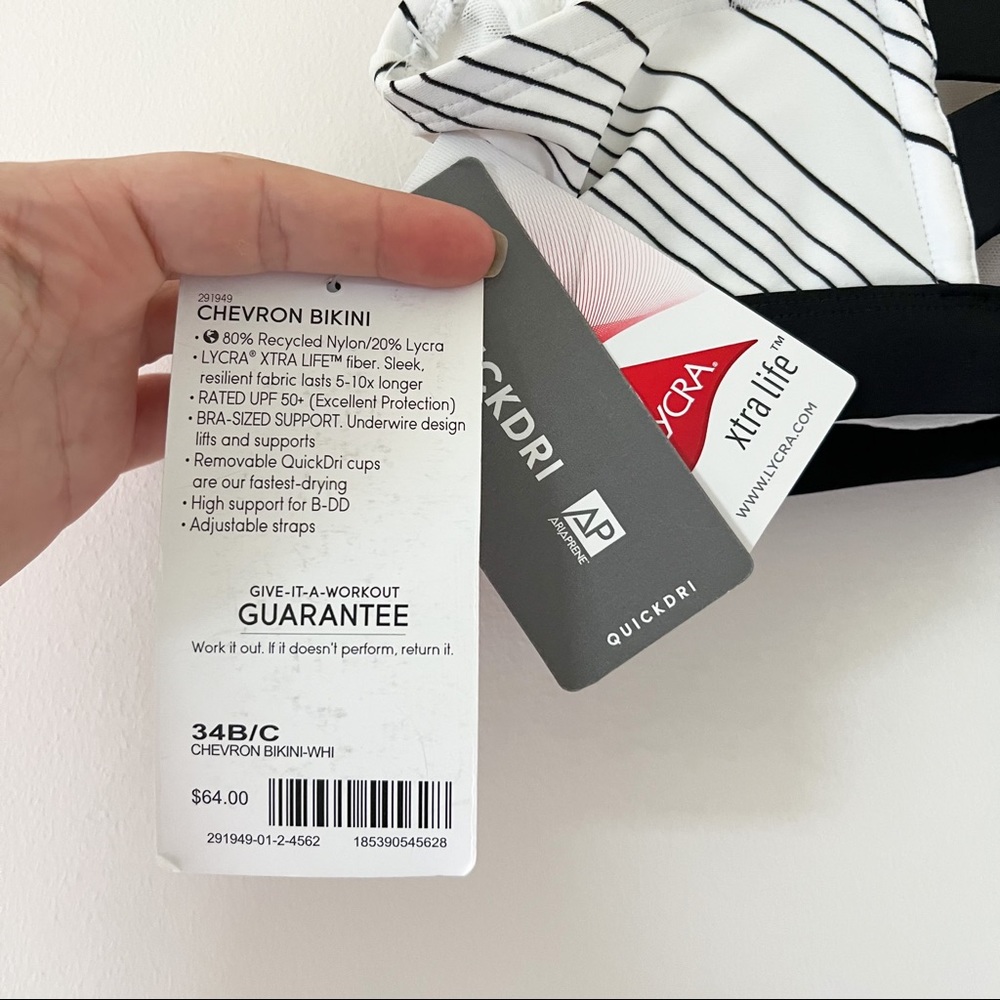 athleta | chevron bikini top black and white 34 B/C - Picture 4 of 5